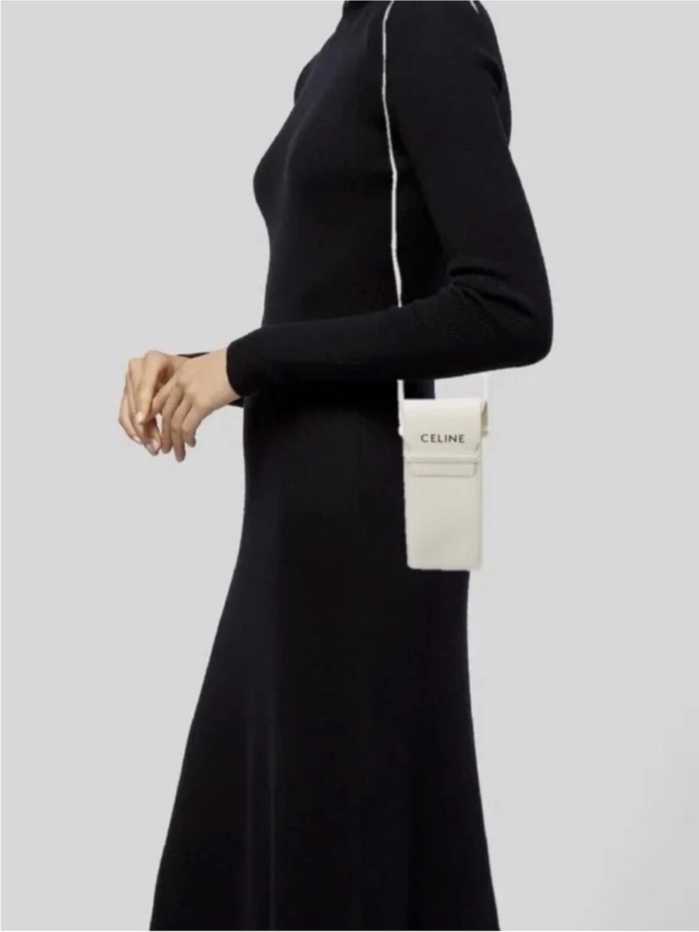 CELINE Ivory Phone Pouch with crossbody body strap